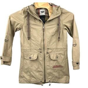 Harley Davidson Hooded Ripstop Canvas Plaid Lined Full Zip Jacket Small Read